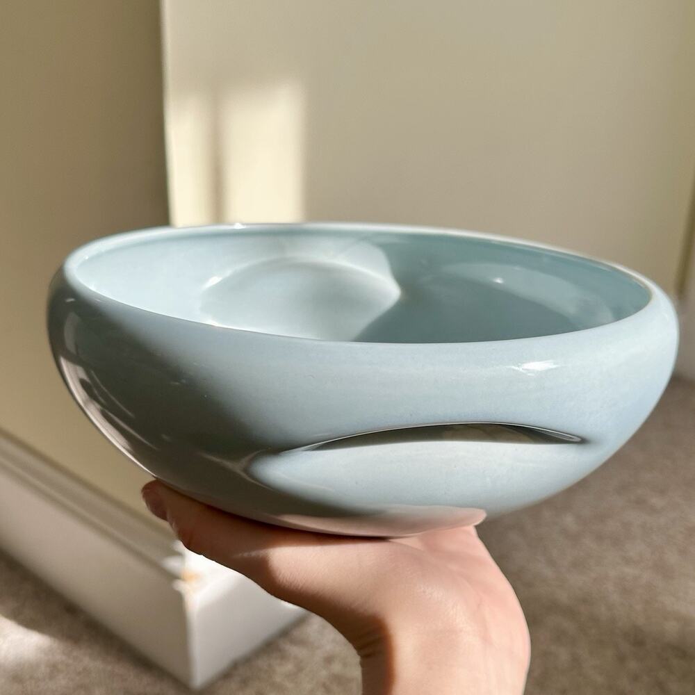 Russel Wright Iroquois Casual China Ice Blue Pinch Serving Salad Bowl 8.5" MCM